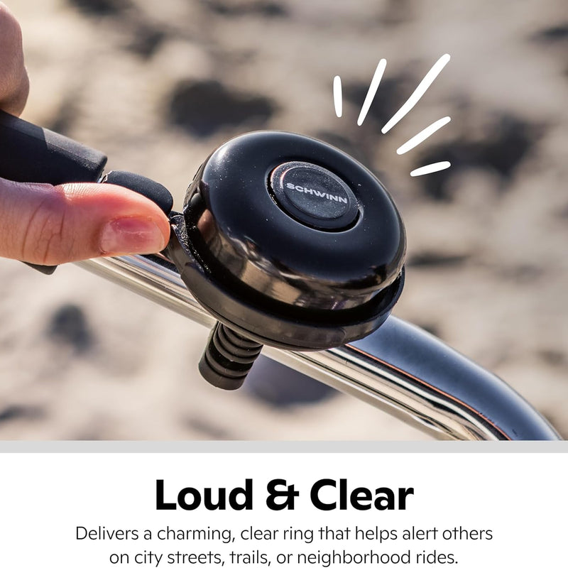 Schwinn Classic Bike Bell, Black Finish, Easy Installation, Loud Ringing Sound