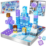 Magnetic Blocks - 100Pcs 0.8in Magnetic Building Block for Kids Ages 4-8, Transparent Magnet Block Blue Princess Castle, Frozen Magnetic Cubes Tiles Princess Toy for Girl 3 4 5 6 7 8-12 Birthday Gift