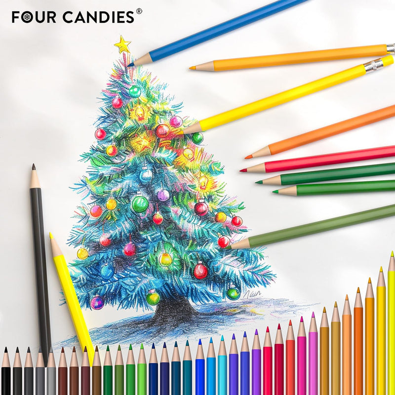 Four Candies Mechanical Colored Pencils, Erasable Mechanical Pencils with Sharpener and Bag, Aesthetic Drafting Tools Ideal for Both Beginners 2.6mm, 36PCS