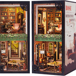 CUTEBEE Book Nook Kit - DIY Miniature House Coffee Shop Dollhouse Kit for Adults, Booknook Tiny House Bookshelf Decor 3D Wooden Puzzle, Gifts for Family, Friends (Corner Coffee Shop)