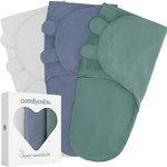 Comfy Cubs Easy Swaddle Blanket, 3 Pk S Velcro Swaddle Blush Mauve Mulberry | 100% Cotton Newborn Wrap for 0-3 Months Infants, with Adjustable Velcro, Breathable and Durable Sleep Sack for Babies