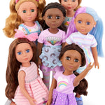 Glitter Girls – 14-Inch Fashion Doll – Brown Hair & Blue Eyes – Pink Dress, Glittery Shoes & Hairbow – Dolls for Girls 3+ Years – Bluebell