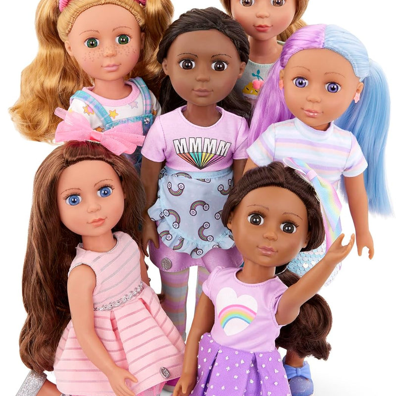 Glitter Girls – 14-Inch Fashion Doll – Brown Hair & Blue Eyes – Pink Dress, Glittery Shoes & Hairbow – Dolls for Girls 3+ Years – Bluebell