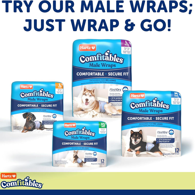 Hartz Disposable Dog Diapers, Size M 32 count, Comfortable & Secure Fit, Easy to Put On | Comfortable & Secure Fit, Easy to Put On, Super Absorbent, Breathable Material, Adjustable Tail Hole, Male & Female Diaper