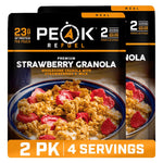 Peak Refuel Strawberry Granola 2-Pack, Freeze-Dried Breakfast Meal Pouches | Two freeze-dried strawberry granola pouches, 2 servings each, lightweight, just add water, no cooking, ideal for camping