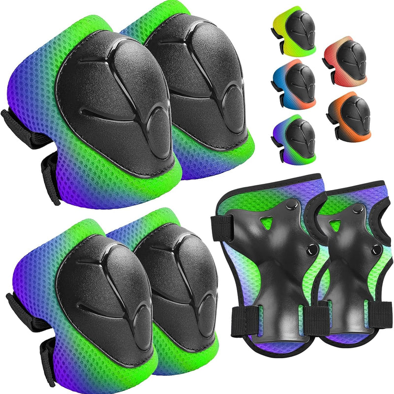 Wemfg kids protective gear set for 3-14 years toddlers with knee, elbow pads and wrist guards for skating, cycling and rollerblading