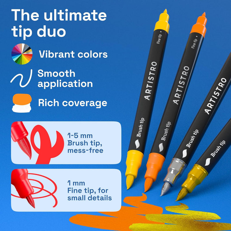 ARTISTRO 36 Acrylic Paint Markers - Paint Pens for Drawing - For Fabric, Rock, Glass, Wood, Molds - Arts & Crafts Gift for Adults, Teens, Kids, Classroom Must Haves & School Supplies