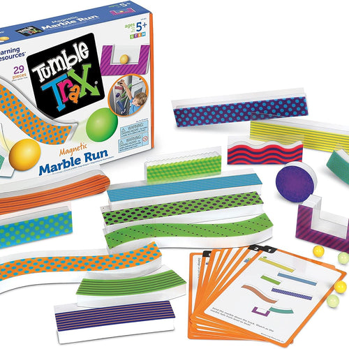 Learning Resources Tumble Trax Magnetic Marble Run STEM Toy for Kids 4-8 with Marbles and Track Pieces