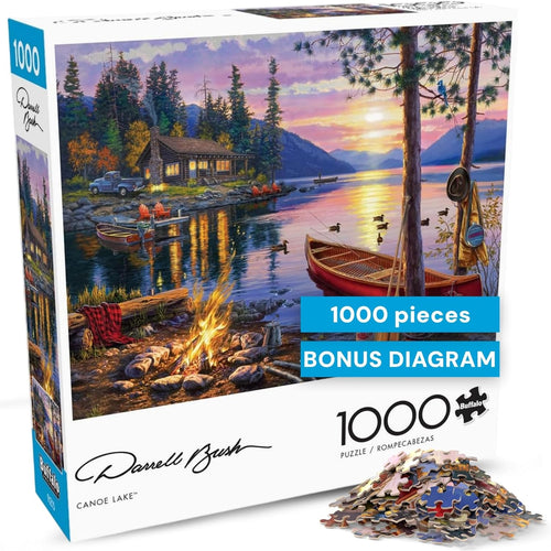 Buffalo Games 1000-piece Canoe Lake Jigsaw Puzzle with Darrell Bush Artwork - Made in USA