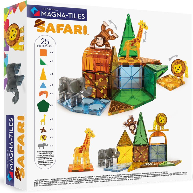 MAGNA-TILES Safari Animals 25-Piece Magnetic Construction Set, The ORIGINAL Magnetic Building Brand