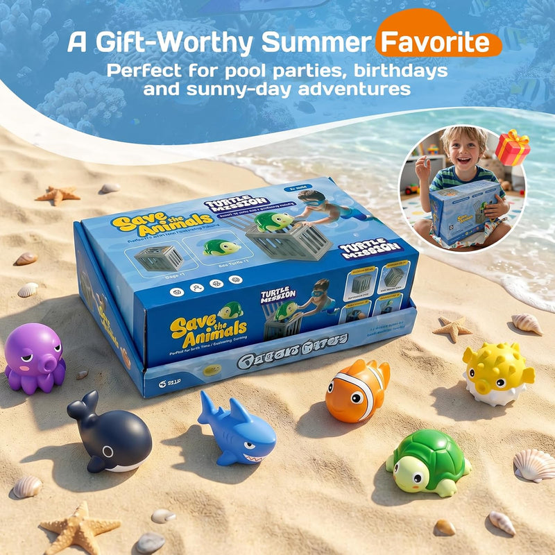 Tikduck Pool Diving Toys for Kids, Underwater Swim Game Set with 6 Floating Sea Animals & 6 Dive Cages, Summer Water Toys for Pool, Bath & Beach Play, Birthday Gift for Boys Girls Ages 3-12