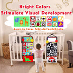 Tummy Time Baby Mirror & Soft Book: Newborn Brain Development, Teething Toy, High Contrast Patterns