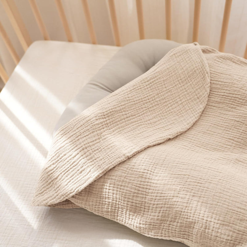 Konssy 2 Pack Muslin Baby Lounger Covers, Covers Only, 30.7" x 20" | 100% Cotton, Soft & Breathable, Baby Nest Slipcover, Envelope Closure, Pre-Washed for Lasting Fit (Brown,Wheat)