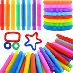 Pop Tubes, 30PCS Fidget Sensory Toys, Party Favors,Birthday Gifts,Goodie Bag Stuffers, Classroom School Reward,Creative STEM Learning & Fun for Toddler Kids(10 Colors)