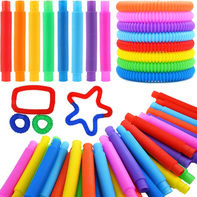 Pop Tubes, 30PCS Fidget Sensory Toys, Party Favors,Birthday Gifts,Goodie Bag Stuffers, Classroom School Reward,Creative STEM Learning & Fun for Toddler Kids(10 Colors)
