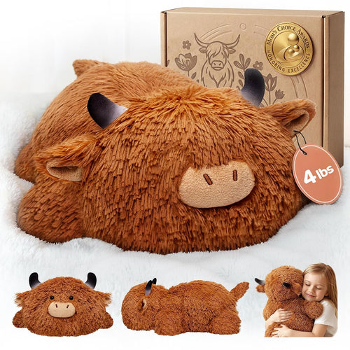 Mewaii Mom's Choice Award | 4 lbs Weighted Stuffed Animals Highland Cow - 23" Heavy Weighted Plush & Stuffy - Realistic Scottish Cow Plushy Gift for Kids & Adults - Large Cuddly Weighted Cow Toy