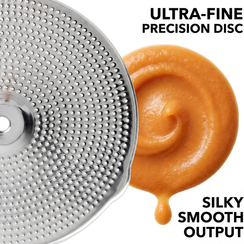 Hungry Artisan 4-Disc Food Mill for Jams, Purees & Silky Sauce | Stainless steel, ergonomic rotary crank; also for tomato sauce, canning, applesauce, baby food, berries & mashed potatoes