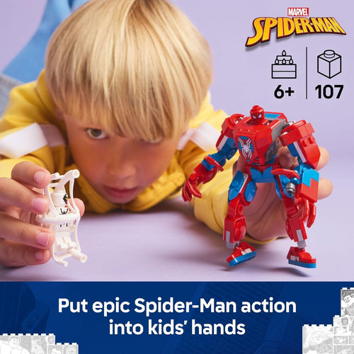 LEGO Marvel Spider-Man Mech Action Toy Set - Ages 6+ Buildable Spider-Man Figure with Movable Arms and Legs