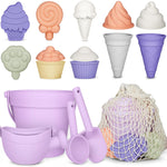 MarcZero 17Pcs Silicone Beach Toys Set for Toddlers Sand Toys, Pink | Baby Beach Toys soft silicone bucket, watering can, shovel, spoon, sand molds, beach bag for beach or sandbox