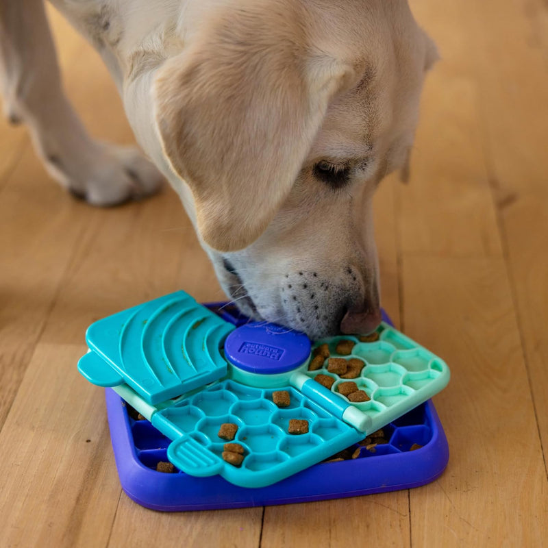 Outward Hound by Nina Ottosson Lick N’ Flip Level 1 Dog Puzzle Toy, Lick Mat & Slow Feeder – Non-Slip Base Beginner Enrichment for Small & Medium Dogs, Holds 1 Cup Wet or Dry Food, 7.4" x 7.4"