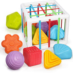 LiKee Montessori shape sorter toys for 1 year old, 6pcs multi sensory shapes, 12+ months developmental learning