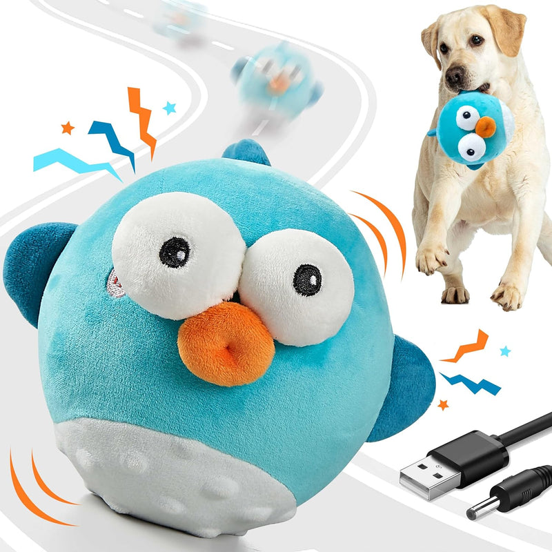 GUKCO Interactive Dog Toys, Squeaky Moving Ball Toy with Jumping & Music Modes, Rechargeable Plush Chew Toys for Small/Medium/Large Dogs to Keep Puppy Busy Pet Toys (Chick)