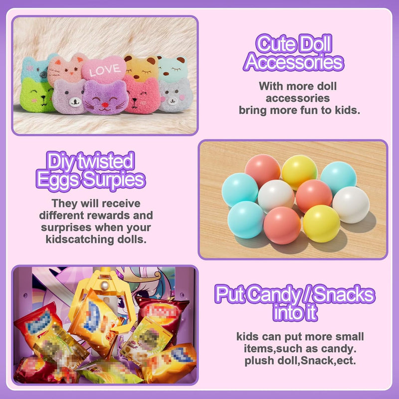 Vanvimen Claw Machine Toy: Arcade-Style Fun for Girls 4-8, with Plush Prizes & Surprise Eggs