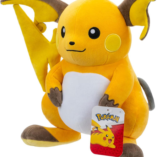 Pokemon 12" Large Raichu Plush - Officially Licensed - Pikachu Evolution Figure - Authentic Soft 12-Inch Stuffed Animal Toy - Gift for Kids, Boys, Girls - 2+