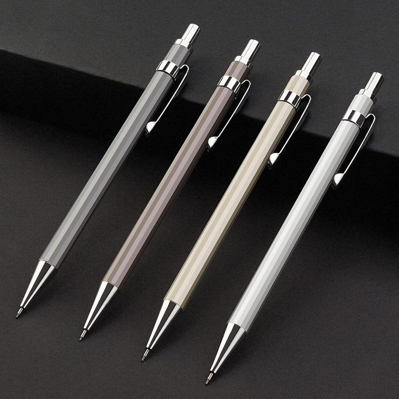 Four Candies 4PCS Metal Mechanical Pencil Set with 0.7mm Medium Point, 480 Leads, 12 Erasers, Fancy Mechanical Pencils Pack with Case for School Writing, Art Drawing & Drafting