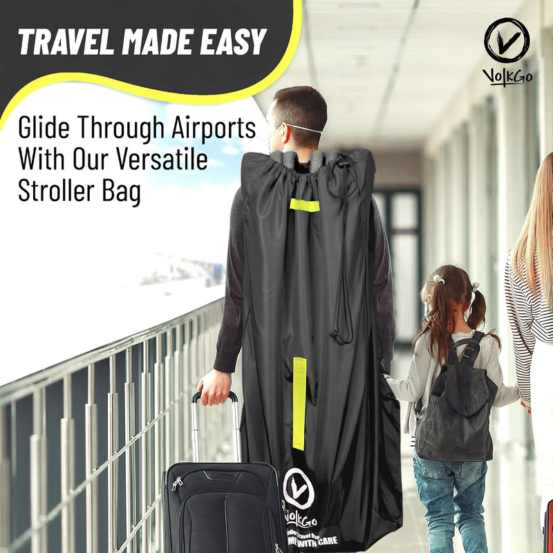 Super Extra Large Stroller Bag for Airplane with Padded Backpack Shoulder Straps, Double Stroller Cover for Air Travel, Jogger & Carrier - Fits All, Gate Check Bag, Waterproof Travel Cover.