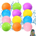 Reusable Water Balloons 12PCS - Summer Water Toys for Pool Beach & Outdoor, Self-Sealing Refillable Water Bombs for Kids Ages 3-14, Magnetic Splash Balls for Kids Fun Games & Activities