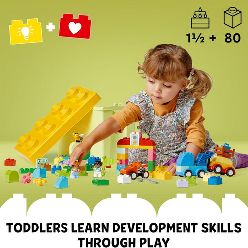LEGO DUPLO Classic Cars and Trucks Brick Box Building Blocks, STEM Toys for Toddlers 1.5+ Years, Fine Motor Skills Development