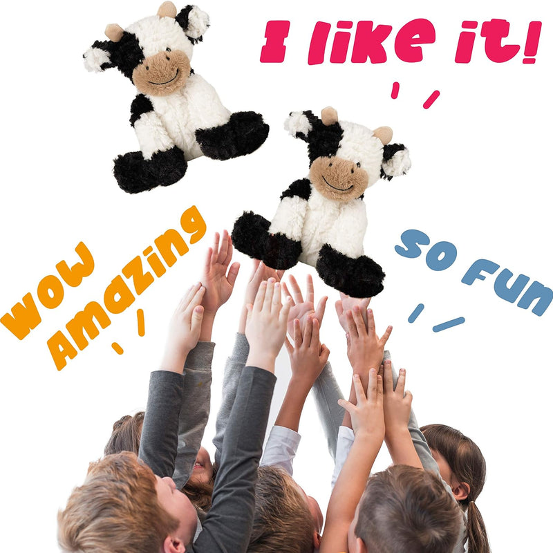 Hopearl Adorable Cow Plush Toy Floppy Dairy Cattle Soft Kawaii Cow Stuffed Animal Cute Birthday Holiday Gift for Boys Girls Kids Toddlers, 9''