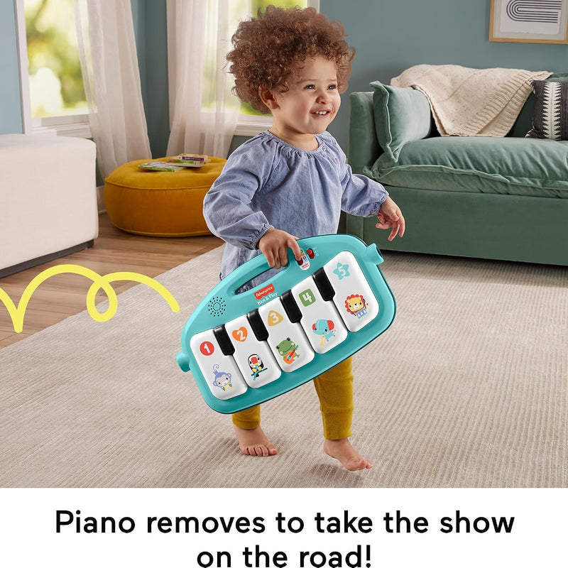Fisher-Price Baby Musical Toy Set Glow and Grow Kick & Play Piano Gym Blue Playmat with 2 Rattle Maracas for Newborns Ages 0+ Months