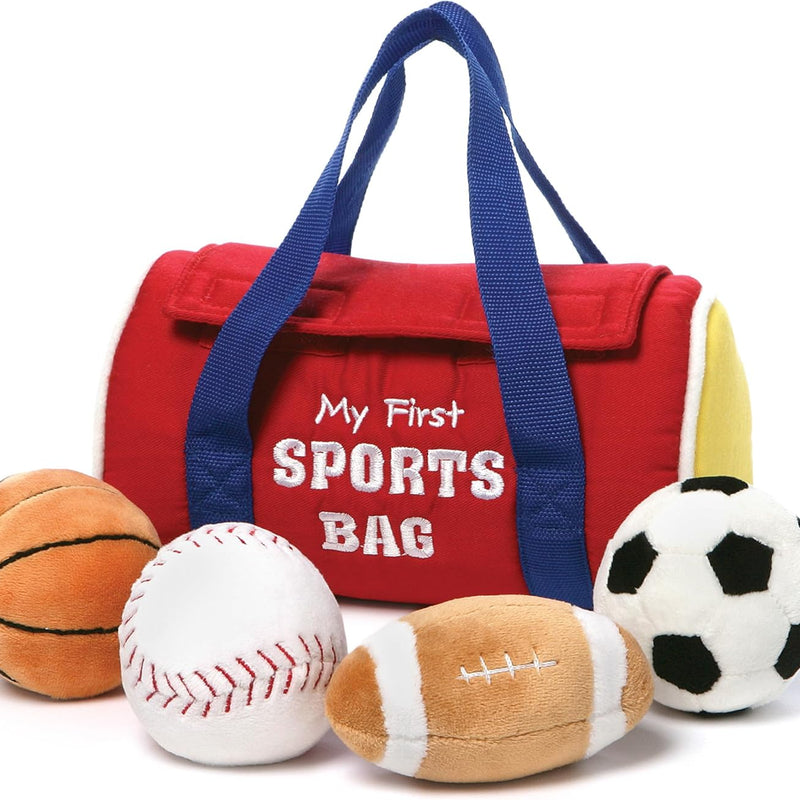 GUND Baby My First Sports Bag 5-Piece Sensory Plush Toy Playset for Babies