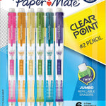 Paper Mate Clearpoint Mechanical Pencils, 0.7mm HB #2 Lead, Assorted Barrel Colors, 6 Count - Office Supplies, Back to School, Journaling