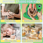 Aujazyble Pottery Wheel for Kids - Complete Pottery Painting Crafts Kit Toy | Arts and Crafts for Kids Ages 8-12 with 3 Pack Clay Art Supplies Toys for Girls Boy Birthday Gift for 6 7 8 9 10 11 12+