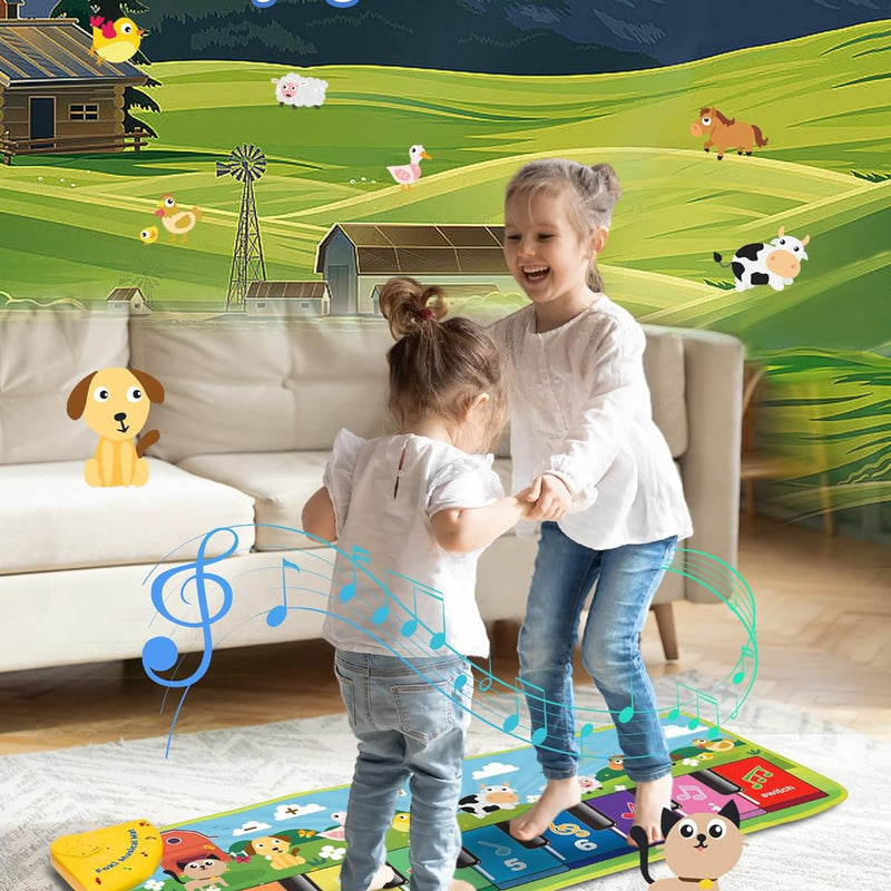 FOKI Floor Piano Mat for Toddlers, Sensory Educational Dancing Musical Keyboard Carpet Toy
