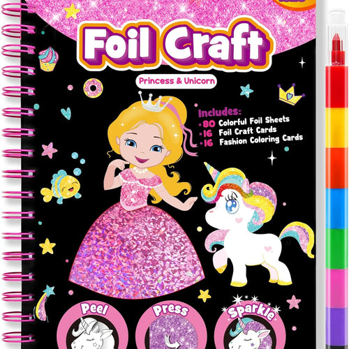 FUNNYB&G Foil Art Craft Kit for Kids, Sparkly Birthday Gift Toy for Girls