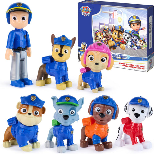 Paw Patrol Search & Rescue Team Pack with 7 Collectible Action Figures, Including Ryder & 6 Pups, Kids Toys for Boys & Girls Ages 3 and Up