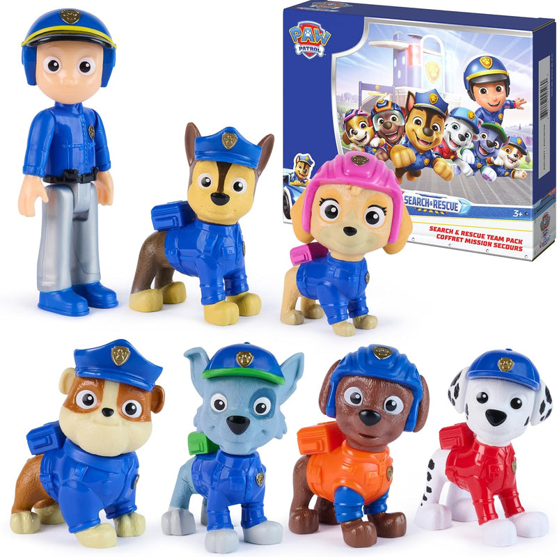 Paw Patrol Search & Rescue Team Pack with 7 Collectible Action Figures, Including Ryder & 6 Pups, Kids Toys for Boys & Girls Ages 3 and Up
