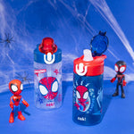 Zak Designs Marvel Spider-Man Sage 16oz Leak-Proof Straw Kids Water Bottle | BPA Free Durable Plastic, Cupholder Friendly, Dishwasher Safe, Easy to Clean, Lid Lock, Handle, For School, Home, Travel