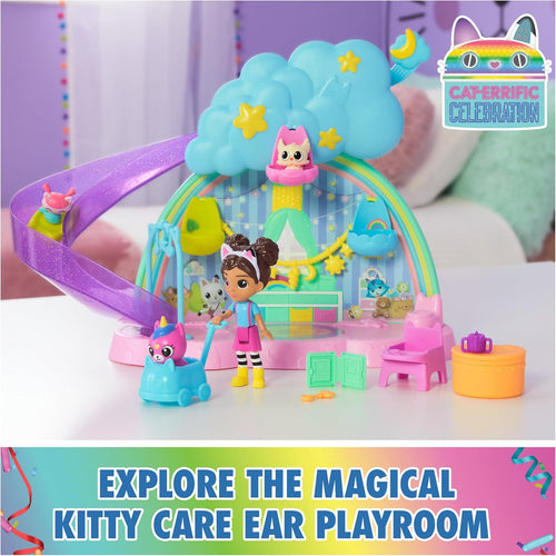 Gabby's Dollhouse Kitty Care Ear Purrfect Playroom – 17-Piece Playset with 4 Toy Figures, Dollhouse Furniture, Doll Accessories & Baby Doll Stuff for Kids Ages 3+