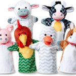 Melissa & Doug Barn Buddies Soft Farm Animal Hand Puppets - Set of 6 Cuddly Characters for Imaginative Play, Storytelling, and Skill Development for Ages 2-6.