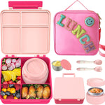 Aimsnk Lunch Box Kids, Bento Lunch Box for Kids with Thermo 8oz Food Jar, Leak Proof Hot Lunch Containers with 4 Compartment, Bento Box for Kid Toddler Insulated Lunch Bags for School (Purple)