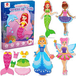 Mocoosy Magnetic Dress Up Dolls for Girls, Princess Mermaid Fairy Ballerina Magnet Doll Playset, Travel Game Airplane Car Road Trip Activity Essential Toy Birthday Gift for Toddler Girl Age 3 4 5 6 7
