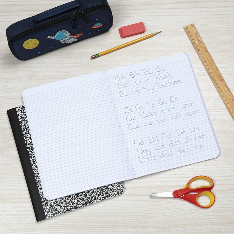 Oxford Primary Ruled Composition Notebooks, 9-3/4 x 7-1/2 Inches, Writing Practice for Kids, Grades K-2, Black Covers, 100 Sheets, 2 Pack (1002521)