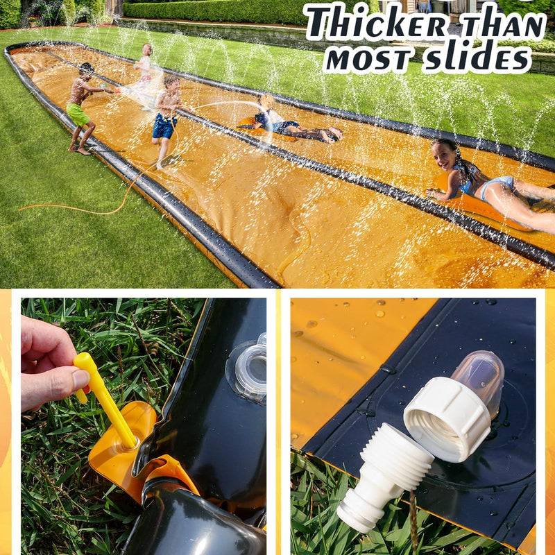 22ft Slip Water and Slide for Kids Adults, Extra Long Backyard Water Slide for Kids Ages 5-8 8-12 with Pool and 2 Inflatable Bodyboards, Summer Outdoor Games Water Toys