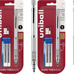 uniball Kuru Toga Elite Mechanical Pencil Starter Kit, 0.5mm, HB #2, Silver Barrel, 1 Pack