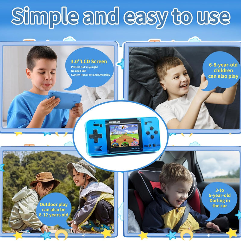 Handheld Game Console for Kids: 220 Retro Video Games, 3" LCD, Rechargeable Battery
